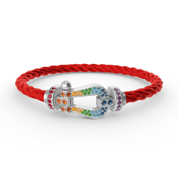 [Elowen Jewels]FORC LARGE HORSESHOE  COLORED DIAMOND BRACELET SILVER