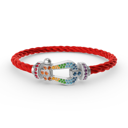 [Elowen Jewels]FORC LARGE HORSESHOE  COLORED DIAMOND BRACELET SILVER