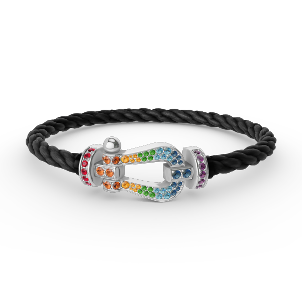 [Elowen Jewels]FORC LARGE HORSESHOE  COLORED DIAMOND BRACELET SILVER