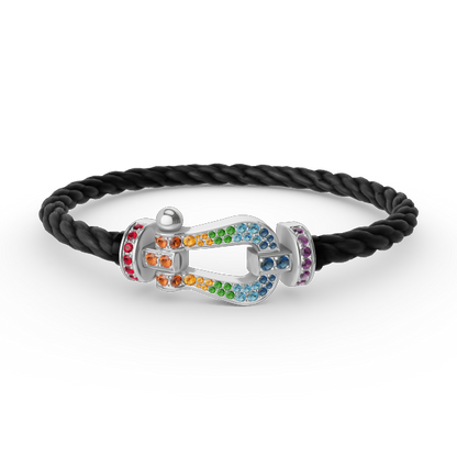 [Elowen Jewels]FORC LARGE HORSESHOE  COLORED DIAMOND BRACELET SILVER