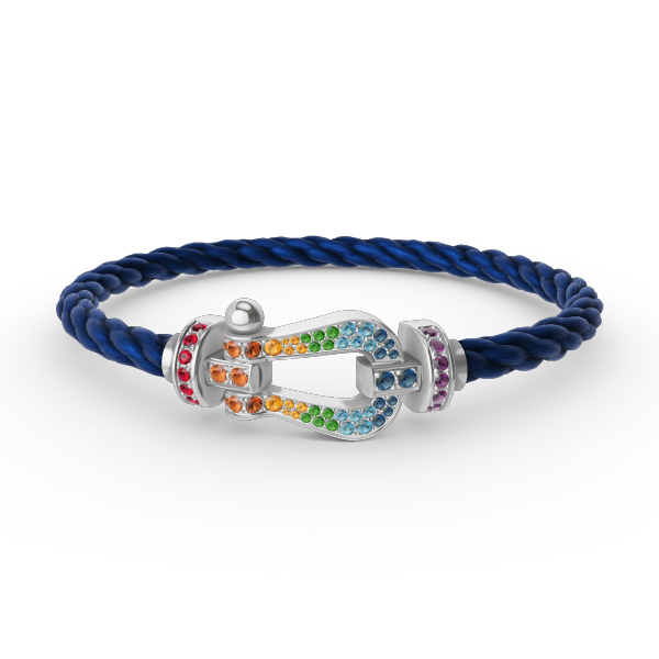 [Elowen Jewels]FORC LARGE HORSESHOE  COLORED DIAMOND BRACELET SILVER