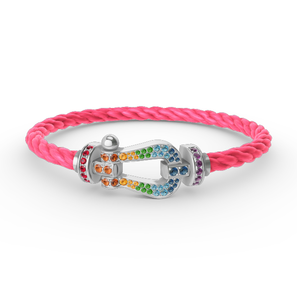 [Elowen Jewels]FORC LARGE HORSESHOE  COLORED DIAMOND BRACELET SILVER