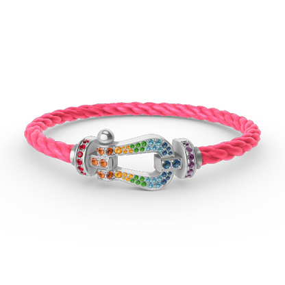 [Elowen Jewels]FORC LARGE HORSESHOE  COLORED DIAMOND BRACELET SILVER