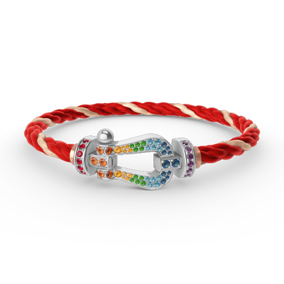 [Elowen Jewels]FORC LARGE HORSESHOE  COLORED DIAMOND BRACELET SILVER