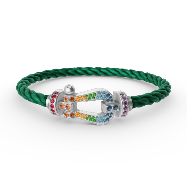 [Elowen Jewels]FORC LARGE HORSESHOE  COLORED DIAMOND BRACELET SILVER