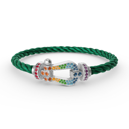 [Elowen Jewels]FORC LARGE HORSESHOE  COLORED DIAMOND BRACELET SILVER