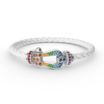 [Elowen Jewels]FORC LARGE HORSESHOE  COLORED DIAMOND BRACELET SILVER