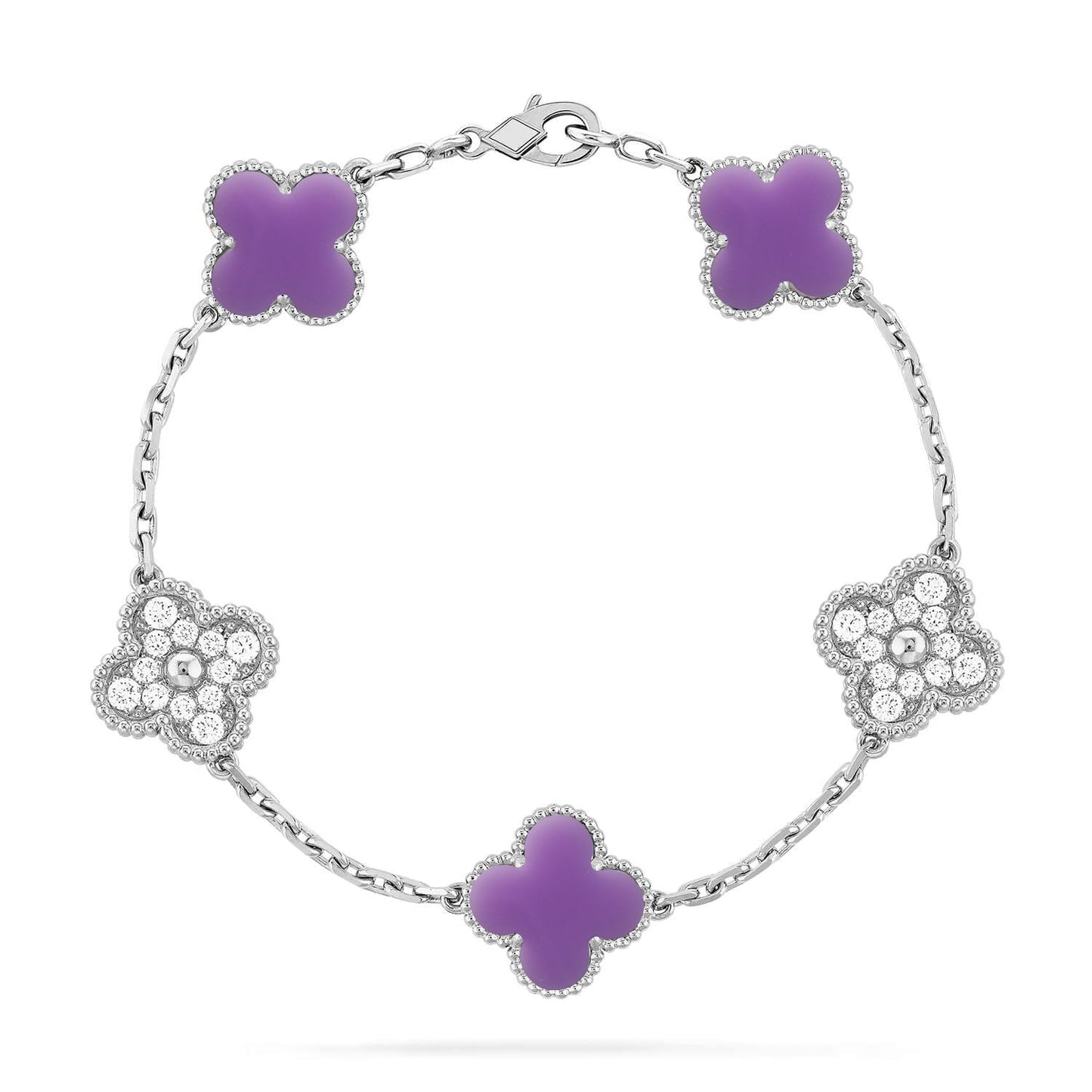 [Elowen Jewels]CLOVER 5 MOTIF LIGHT PURPLE BRACELET COLLECTION