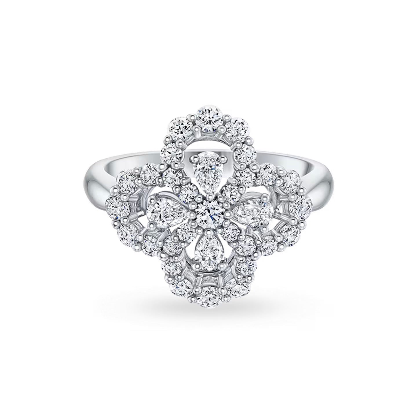 [Elowen Jewels]LOOP RING FULL MOTIF DIAMOND 16MM SILVE