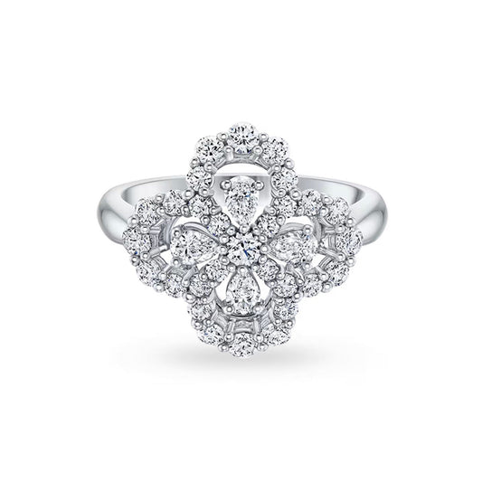 [Elowen Jewels]LOOP RING FULL MOTIF DIAMOND 16MM SILVE