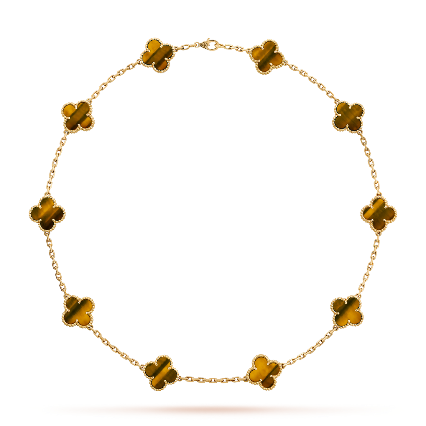 [Elowen Jewels]CLOVER 10 MOTIFS TIGER EYE NECKLACE