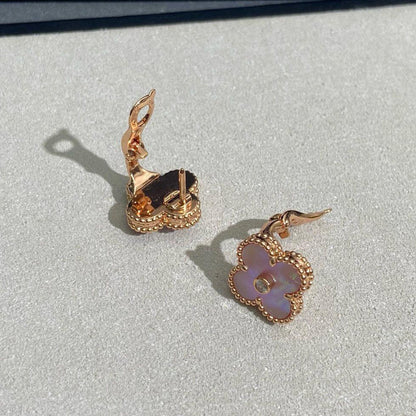 [Elowen Jewels]CLOVER MEDIUM 1 DIAMOND PINK EARRINGS