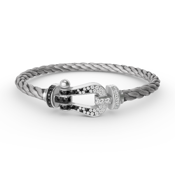 [Elowen Jewels]FORCE LARGE HORSESHOE BLACK WHITE DIAMOND BRACELET SILVER