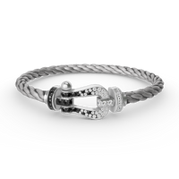 [Elowen Jewel]FORCE LARGE HORSESHOE BLACK WHITE DIAMOND BRACELET SILVER