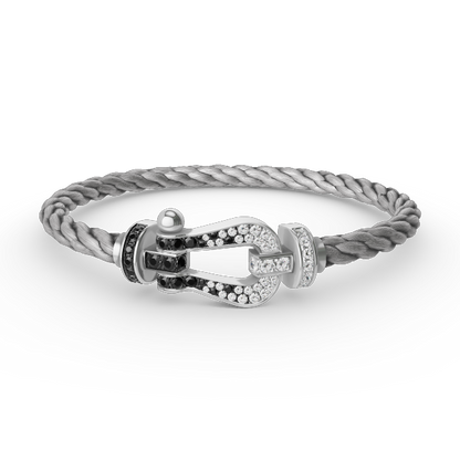 [Elowen Jewels]FORCE LARGE HORSESHOE BLACK WHITE DIAMOND BRACELET SILVER