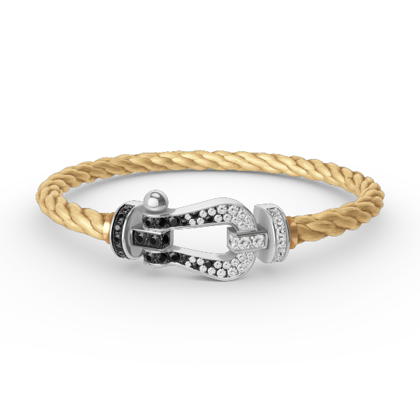 [Elowen Jewels]FORCE LARGE HORSESHOE BLACK WHITE DIAMOND BRACELET SILVER