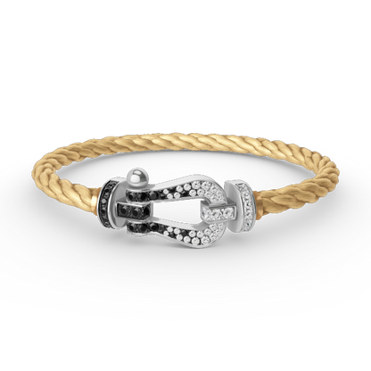 [Elowen Jewels]FORCE LARGE HORSESHOE BLACK WHITE DIAMOND BRACELET SILVER
