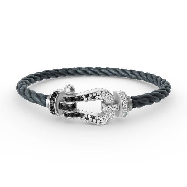 [Elowen Jewels]FORCE LARGE HORSESHOE BLACK WHITE DIAMOND BRACELET SILVER