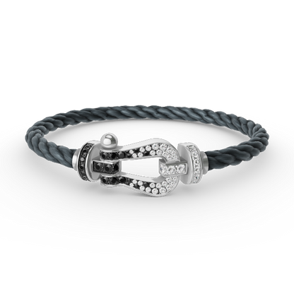 [Elowen Jewels]FORCE LARGE HORSESHOE BLACK WHITE DIAMOND BRACELET SILVER