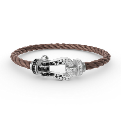 [Elowen Jewels]FORCE LARGE HORSESHOE BLACK WHITE DIAMOND BRACELET SILVER
