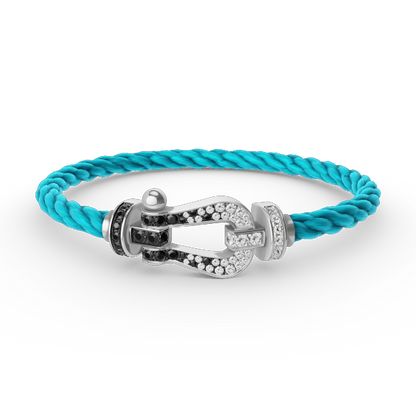 [Elowen Jewels]FORCE LARGE HORSESHOE BLACK WHITE DIAMOND BRACELET SILVER