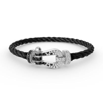 [Elowen Jewels]FORCE LARGE HORSESHOE BLACK WHITE DIAMOND BRACELET SILVER