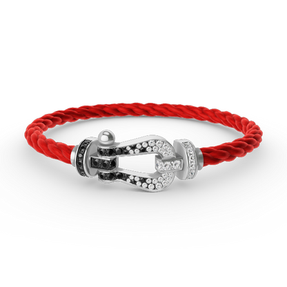 [Elowen Jewels]FORCE LARGE HORSESHOE BLACK WHITE DIAMOND BRACELET SILVER