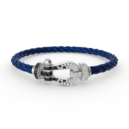[Elowen Jewels]FORCE LARGE HORSESHOE BLACK WHITE DIAMOND BRACELET SILVER