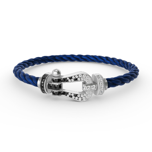 [Elowen Jewels]FORCE LARGE HORSESHOE BLACK WHITE DIAMOND BRACELET SILVER