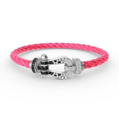 [Elowen Jewels]FORCE LARGE HORSESHOE BLACK WHITE DIAMOND BRACELET SILVER