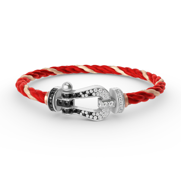 [Elowen Jewels]FORCE LARGE HORSESHOE BLACK WHITE DIAMOND BRACELET SILVER