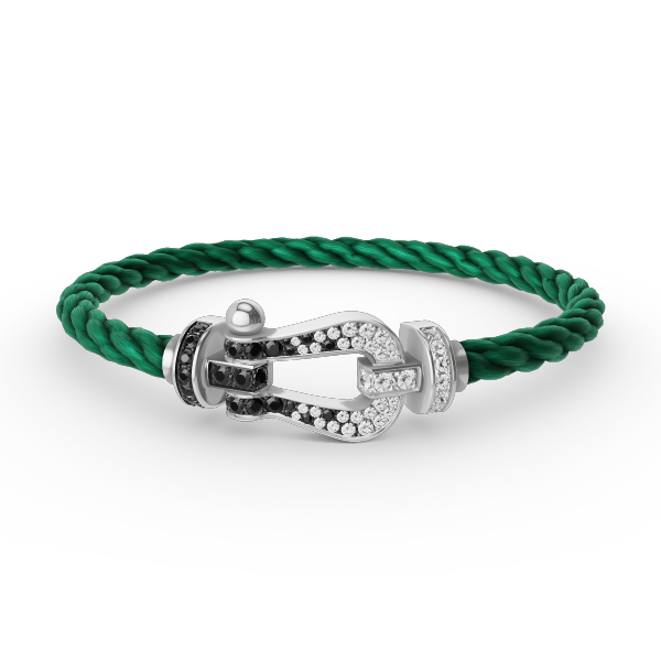 [Elowen Jewels]FORCE LARGE HORSESHOE BLACK WHITE DIAMOND BRACELET SILVER