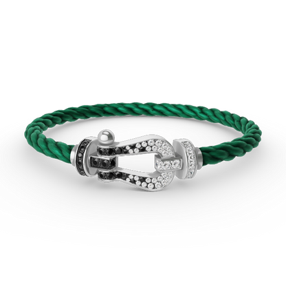 [Elowen Jewels]FORCE LARGE HORSESHOE BLACK WHITE DIAMOND BRACELET SILVER