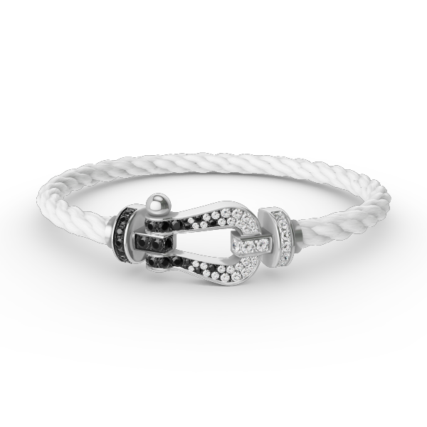[Elowen Jewels]FORCE LARGE HORSESHOE BLACK WHITE DIAMOND BRACELET SILVER