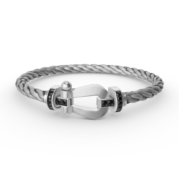 [Elowen Jewels]FORCE LARGE HORSESHOE BLACK DIAMOND BRACELET SILVER