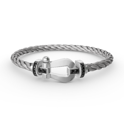 [Elowen Jewels]FORCE LARGE HORSESHOE BLACK DIAMOND BRACELET SILVER