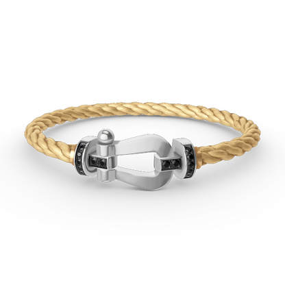 [Elowen Jewels]FORCE LARGE HORSESHOE BLACK DIAMOND BRACELET SILVER