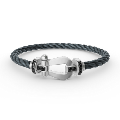 [Elowen Jewels]FORCE LARGE HORSESHOE BLACK DIAMOND BRACELET SILVER