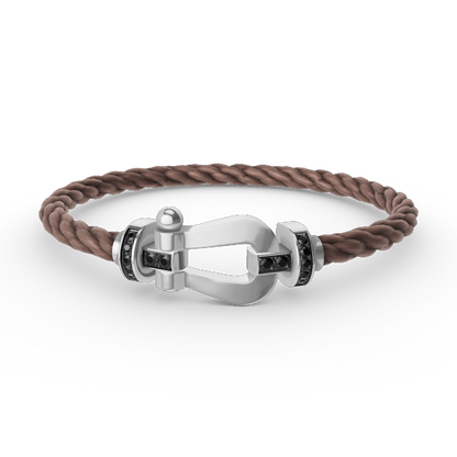 [Elowen Jewels]FORCE LARGE HORSESHOE BLACK DIAMOND BRACELET SILVER