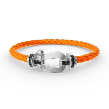 [Elowen Jewels]FORCE LARGE HORSESHOE BLACK DIAMOND BRACELET SILVER