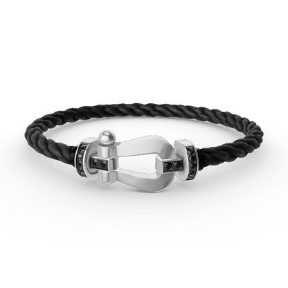 [Elowen Jewels]FORCE LARGE HORSESHOE BLACK DIAMOND BRACELET SILVER