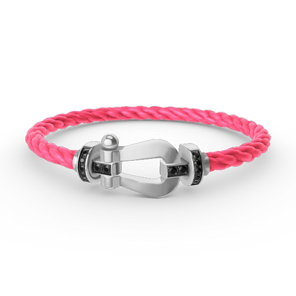 [Elowen Jewels]FORCE LARGE HORSESHOE BLACK DIAMOND BRACELET SILVER