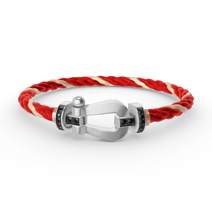 [Elowen Jewels]FORCE LARGE HORSESHOE BLACK DIAMOND BRACELET SILVER
