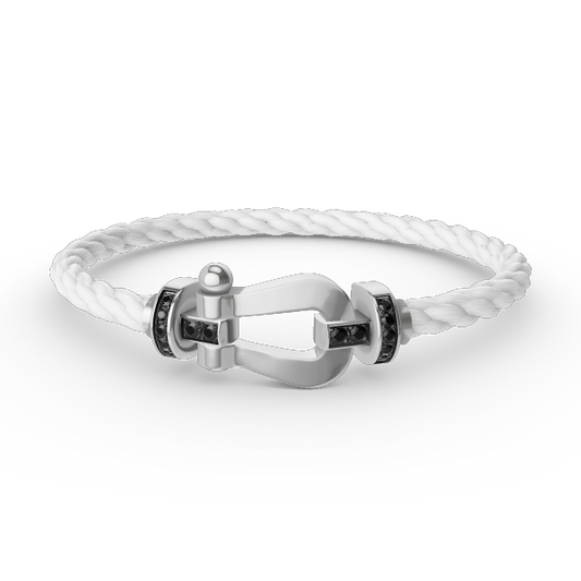 [Elowen Jewels]FORCE LARGE HORSESHOE BLACK DIAMOND BRACELET SILVER