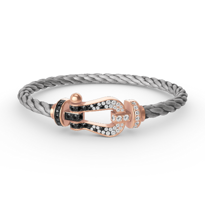 [Elowen Jewels]FORCE LARGE HORSESHOE BLACK WHITE DIAMOND BRACELET ROSE GOLD