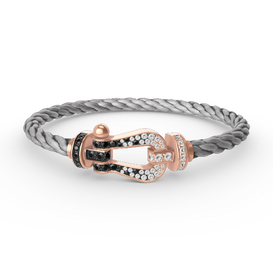 [Elowen Jewels]FORCE LARGE HORSESHOE BLACK WHITE DIAMOND BRACELET ROSE GOLD