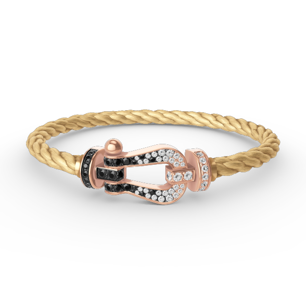 [Elowen Jewels]FORCE LARGE HORSESHOE BLACK WHITE DIAMOND BRACELET ROSE GOLD