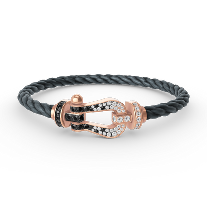 [Elowen Jewels]FORCE LARGE HORSESHOE BLACK WHITE DIAMOND BRACELET ROSE GOLD