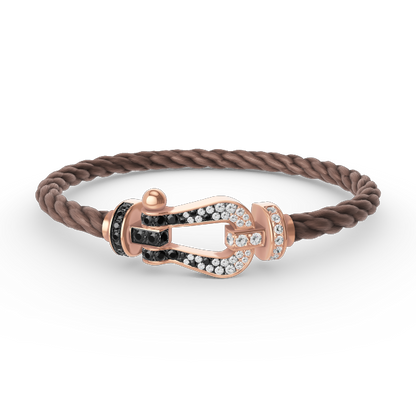 [Elowen Jewels]FORCE LARGE HORSESHOE BLACK WHITE DIAMOND BRACELET ROSE GOLD