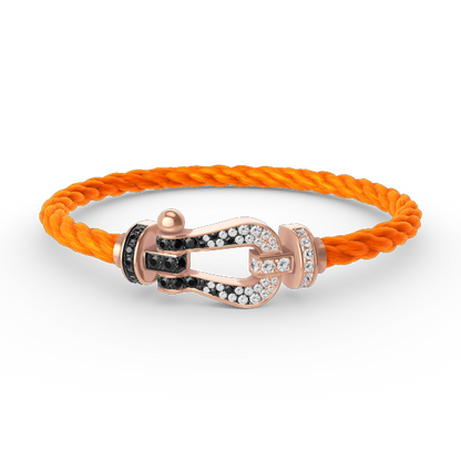 [Elowen Jewels]FORCE LARGE HORSESHOE BLACK WHITE DIAMOND BRACELET ROSE GOLD